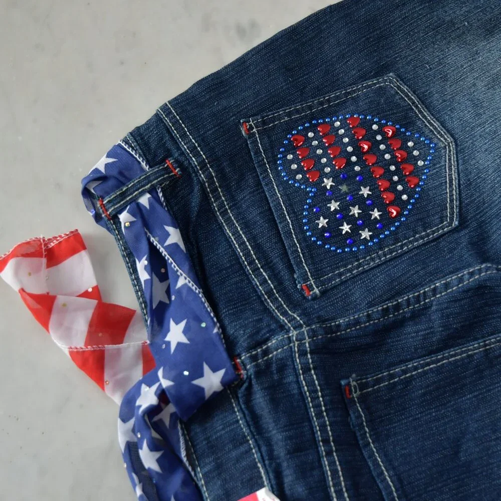 NWT - So Americana Stud Back Pkt Berm W/ Sash 408 Dark Denim Size 16 - Picture 5 of 6